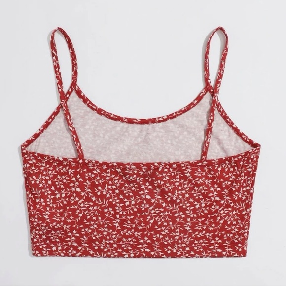 Red Floral Crop Top Size S - Picture 2 of 3